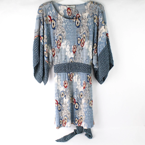 Alberto Makali Short Blue Red and Yellow Floral Patterned Dress Women's Medium