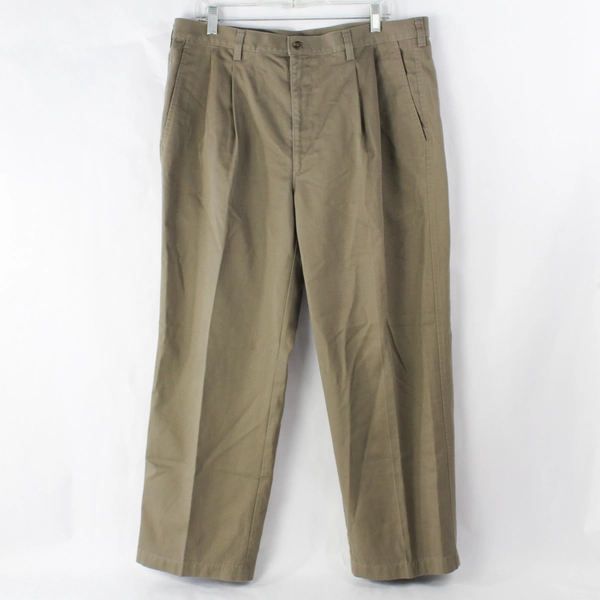 Haggar Men's Brown Pleated Dress Pants Size 38x29 - Good Pre-Owned Condition