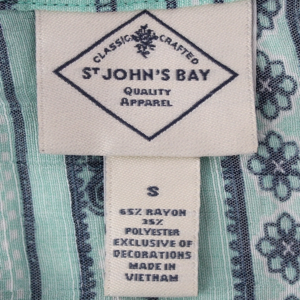 St. John's Bay Teal Striped Tank Top Blouse Tassel Tie Front Size S