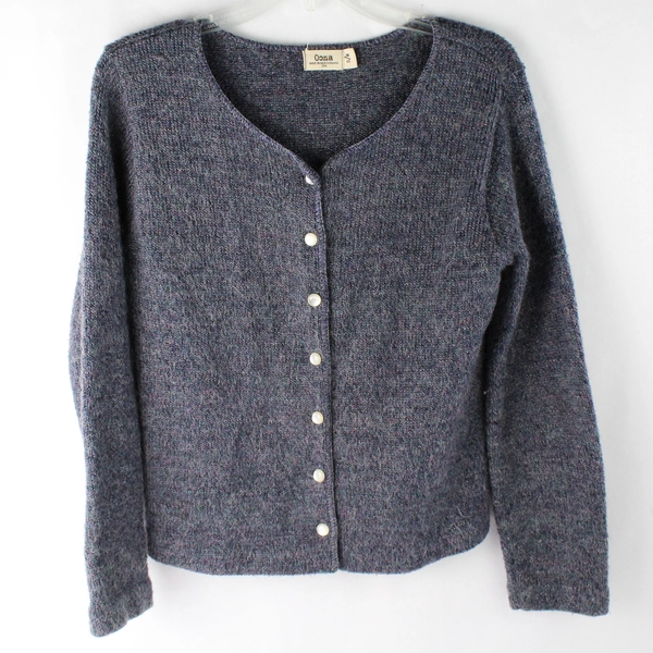Oona Indigo Acrylic and Mohair Blend Knit Cardigan Women's S/M