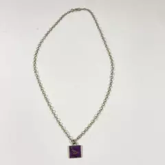 Taina Hartman Resin And Silver Tone  Purple Bird Pendant Necklace 18 Inch