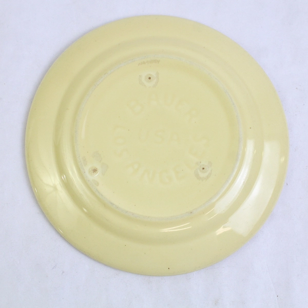 Vintage Bauer Los Angeles 6.25" La Linda Yellow Saucer Plate Earthenware Pottery
