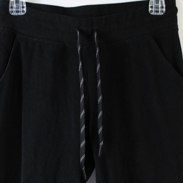 Andrew Marc Women's Black Ribbed Sweatpants Size S Drawstring - Pre-Owned