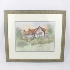 Mary Arden's House by Lesley Holmes Original Vintage Watercolor Painting 1987
