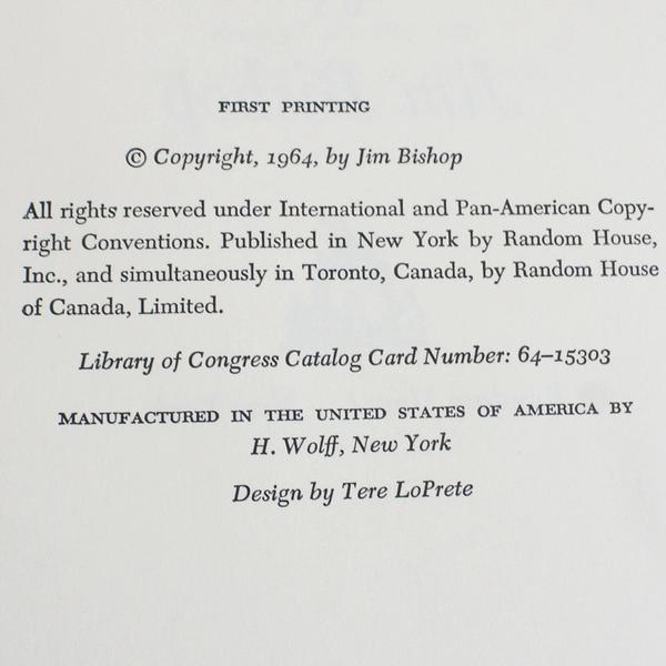A Day In The Life of President Kennedy by Jim Bishop 1964 1st Edition HC Ex-Lib