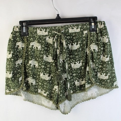 Planet Gold Bohemian Style Green Elephant Shorts Size L Elastic Drawstring Waist