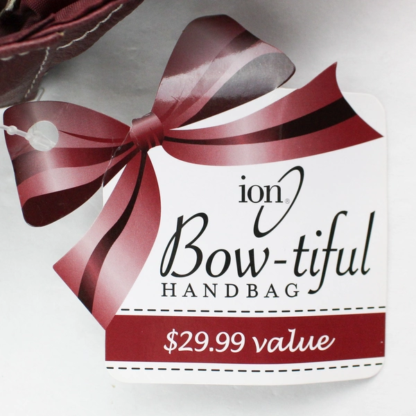 Ion Bow-tiful Red Leather Handbag with Bow, Tags Attached, Very Good Condition