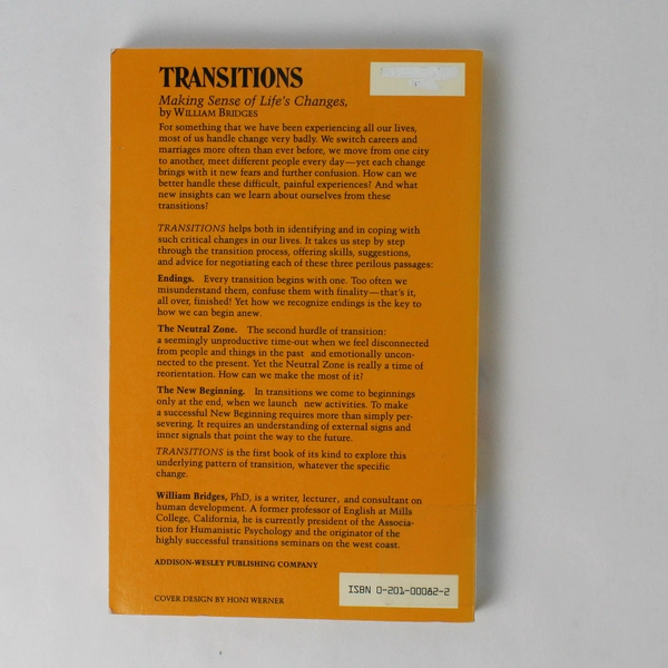 Transitions by William Bridges 1987 Addison-Wesley Paperback