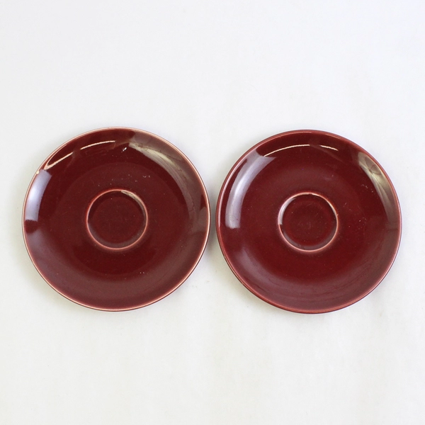 Lot of 2 Vintage Universal Ballerina 6.25" Red Saucer Plate Pottery Earthenware