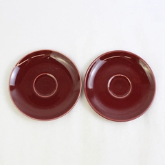 Lot of 2 Vintage Universal Ballerina 6.25" Red Saucer Plate Pottery Earthenware