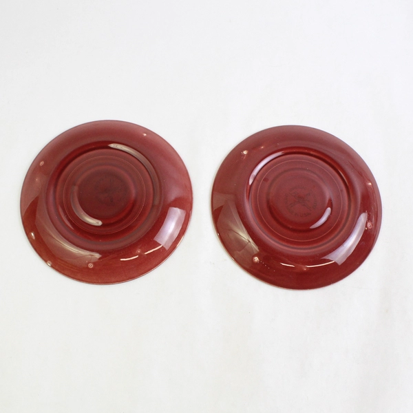 Lot of 2 Vintage Universal Ballerina 6.25" Red Saucer Plate Pottery Earthenware