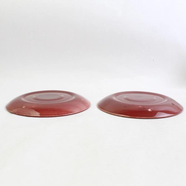 Lot of 2 Vintage Universal Ballerina 6.25" Red Saucer Plate Pottery Earthenware