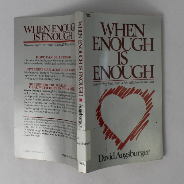 When Enough is Enough by David Augsburger 1984 Regal Books Paperback