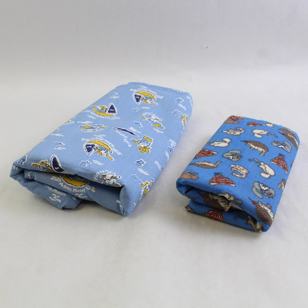 2 Piece Lot of Blue Animal Themed Fabric Cats and Dogs 1+ Yards