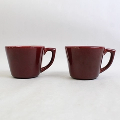 Lot of 2 Vintage Bauer Los Angeles Red Coffee Tea Cups Earthenware Pottery