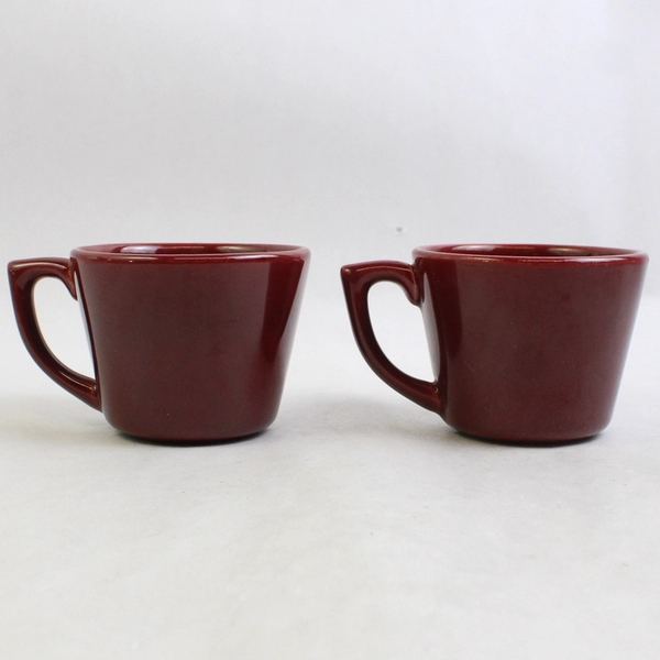 Lot of 2 Vintage Bauer Los Angeles Red Coffee Tea Cups Earthenware Pottery