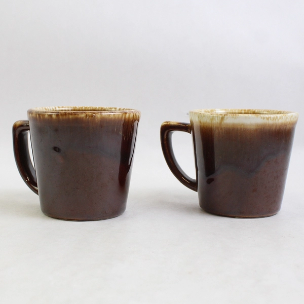 Lot of 2 Vintage McCoy USA Brown Drip Glaze Coffee Tea Cups Earthenware Pottery