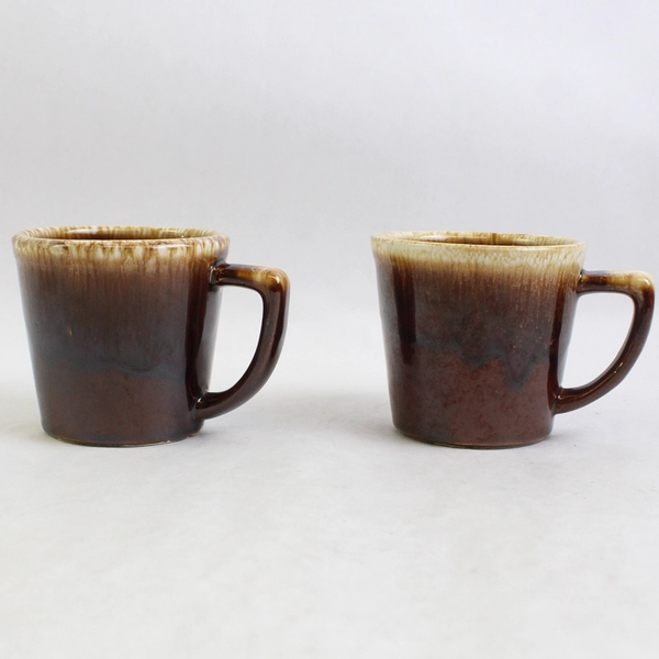 Lot of 2 Vintage McCoy USA Brown Drip Glaze Coffee Tea Cups Earthenware Pottery