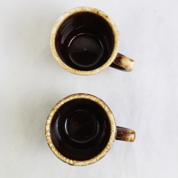 Lot of 2 Vintage McCoy USA Brown Drip Glaze Coffee Tea Cups Earthenware Pottery