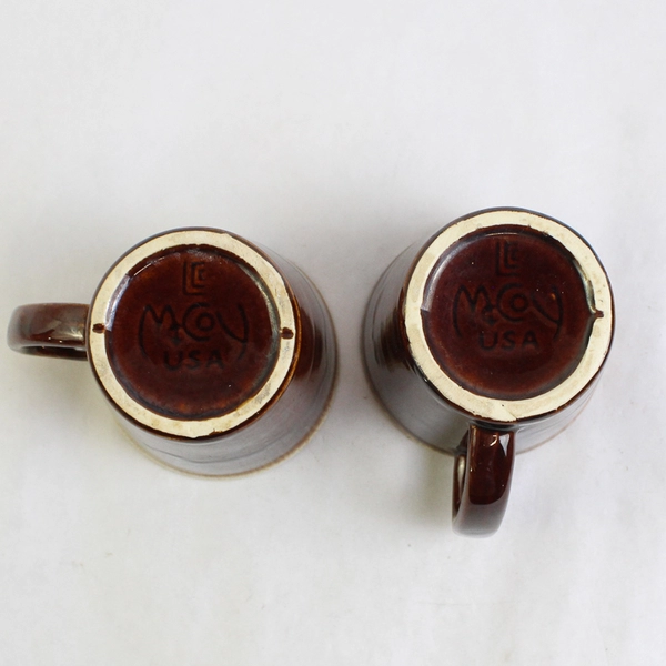 Lot of 2 Vintage McCoy USA Brown Drip Glaze Coffee Tea Cups Earthenware Pottery