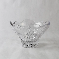 Ornate Glass Bowl with Christmas Tree Patterns - Holiday Decor - 6" Wide