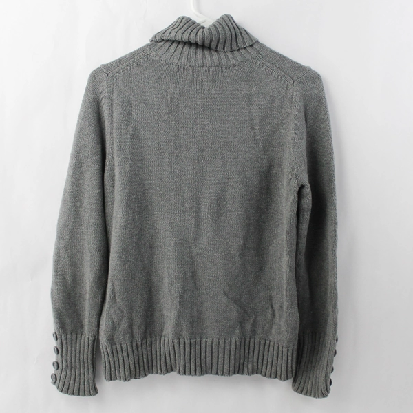 Ann Taylor Loft Gray Knit Turtleneck Sweater Women's Medium Button Accent