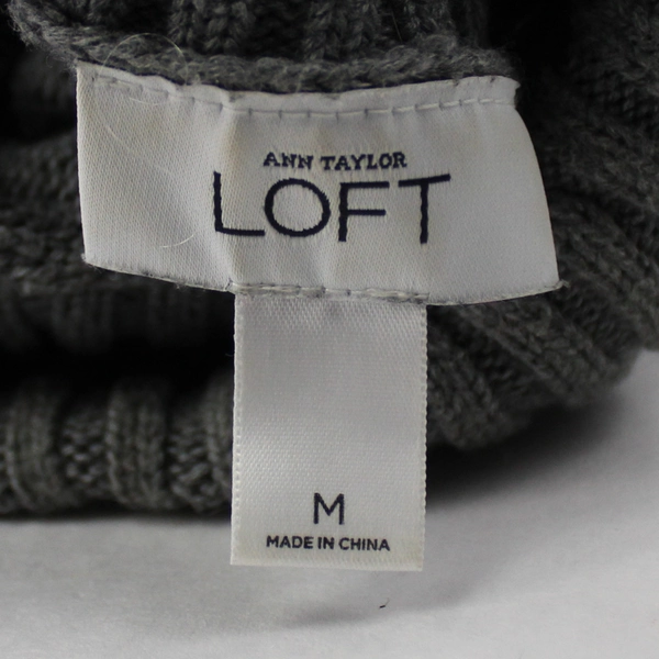Ann Taylor Loft Gray Knit Turtleneck Sweater Women's Medium Button Accent