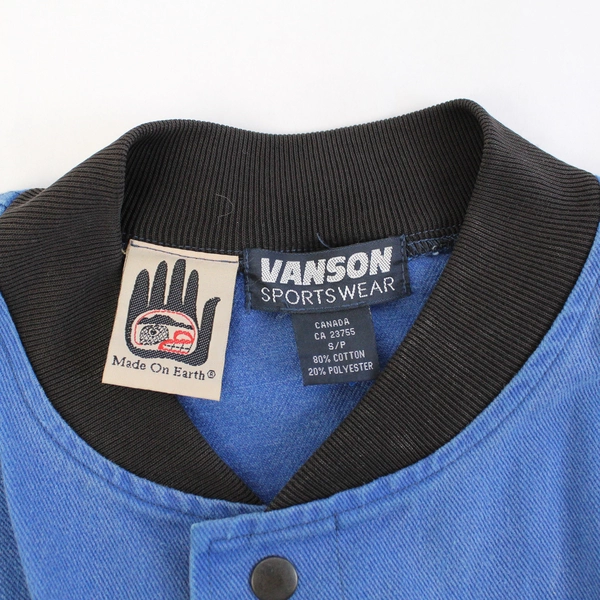 Vintage Vanson Sportswear Men's Jacket Made On Earth Size Small Blue Black