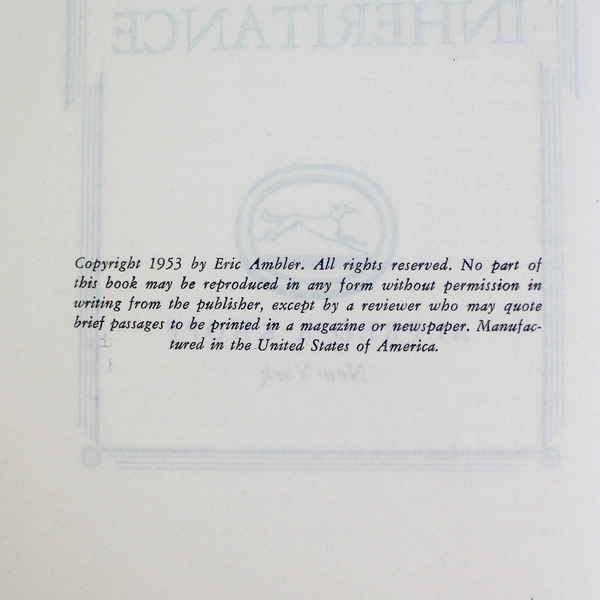 Vintage The Schirmer Inheritance by Eric Ambler 1953 HC DJ