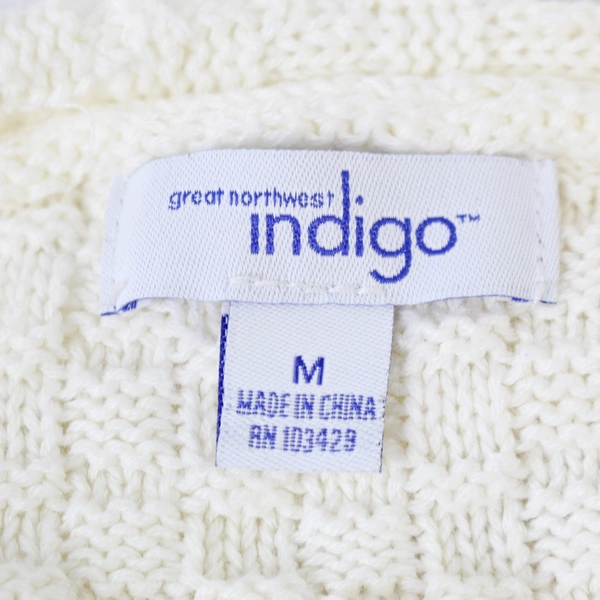Great Northwest Indigo White Knit Turtleneck Sweater Women's Size M