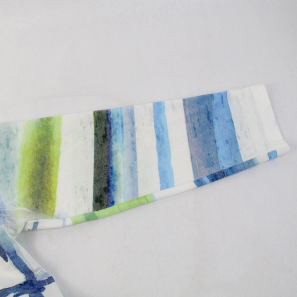 Whimsy Rose V-Neck Blue/White 3/4-Sleeve Top Women's XS Cotton Blend