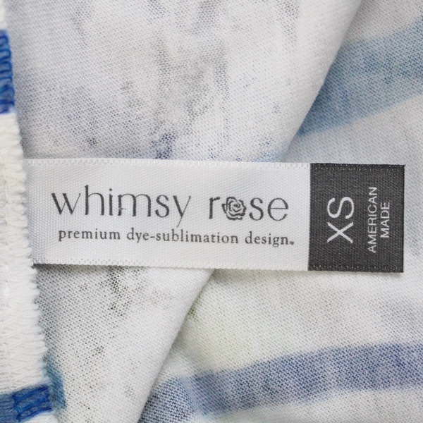 Whimsy Rose V-Neck Blue/White 3/4-Sleeve Top Women's XS Cotton Blend