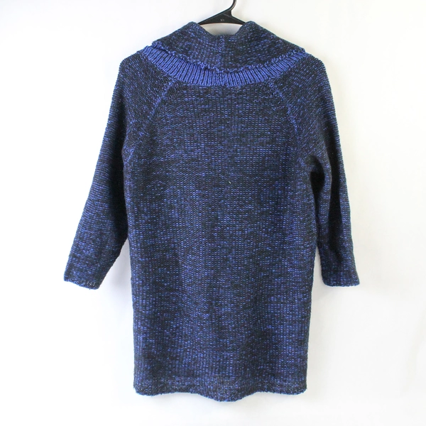 NY Collection Black & Blue Cowl Neck Cable Knit Sweater Women's Medium