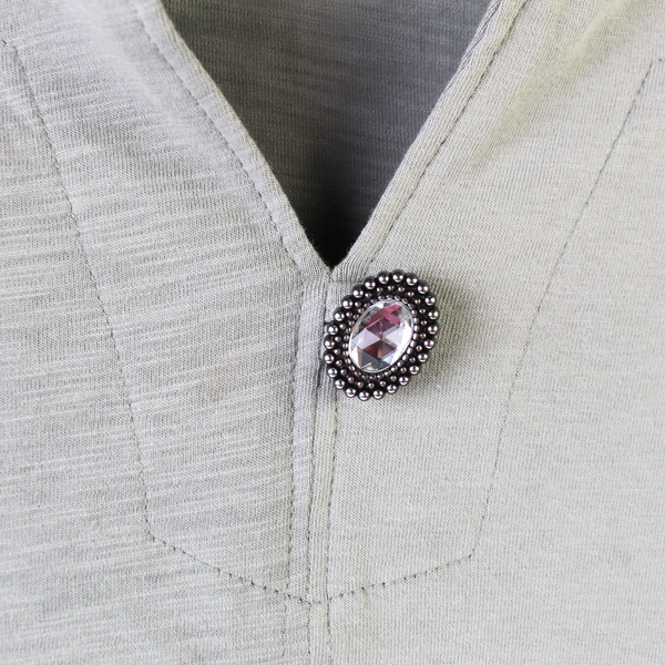 Neon Buddha Gray Cotton Tunic 3/4 Sleeve Women's Small Pre-Owned, Buttons Loose