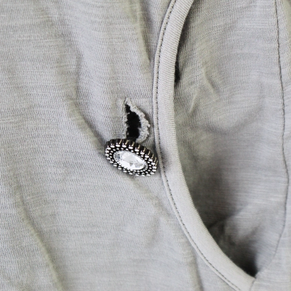 Neon Buddha Gray Cotton Tunic 3/4 Sleeve Women's Small Pre-Owned, Buttons Loose