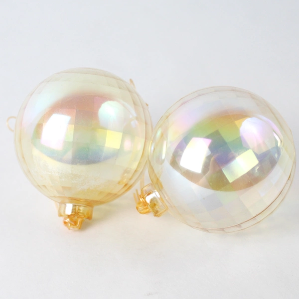12 Hard Plastic Disco Ball Christmas Ornaments Red Blue Beige 2 Inch