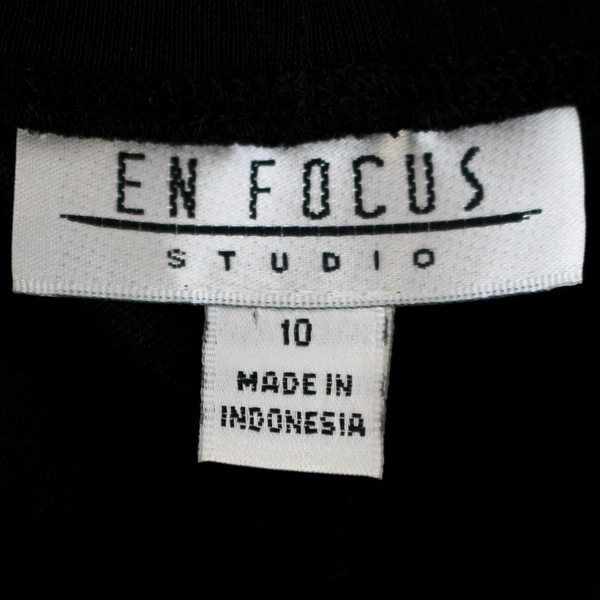 En Focus Studio Women's Black V Neck Formal Dress Sz 10 with Belt Detail