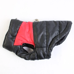 Black and Red Dog Puffer Vest with Leash Attachment Size Small