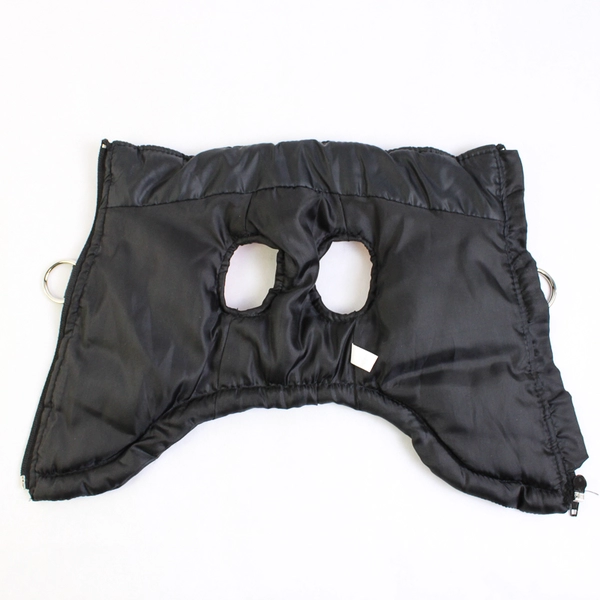 Black and Red Dog Puffer Vest with Leash Attachment Size Small