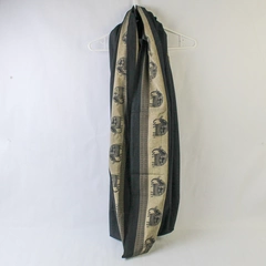 Jessica Howard Black Elephant Pattern Wide Infinity Scarf Shawl Accessory