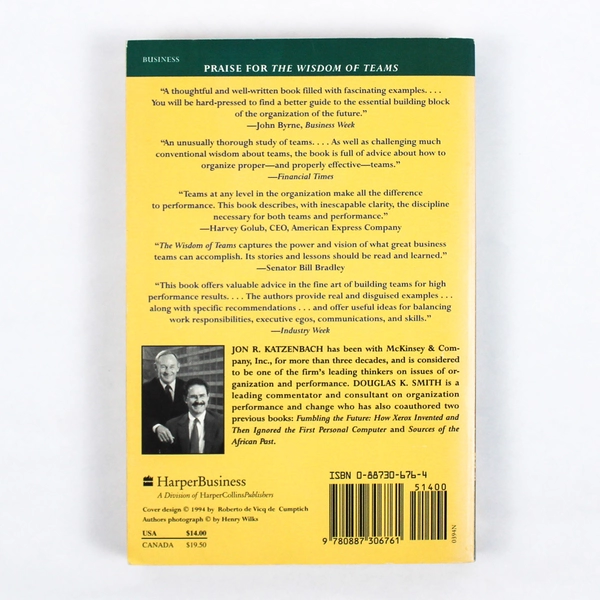 The Wisdom of Teams by Katzenbach & Smith 1994 Paperback Pre-Owned