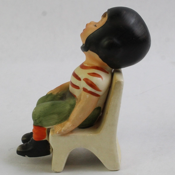 Vintage Wales Porcelain Figurine Football Boy Asleep In A Chair