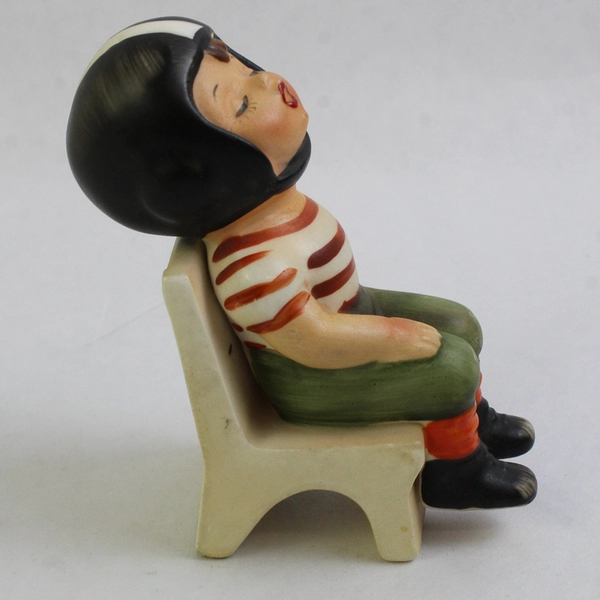 Vintage Wales Porcelain Figurine Football Boy Asleep In A Chair