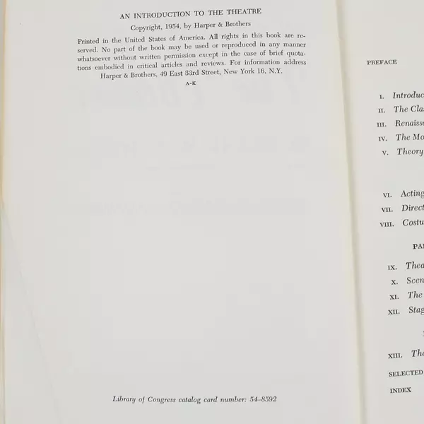 An Introduction to The Theater by Frank M. Whiting HC 1954 Pre-Owned