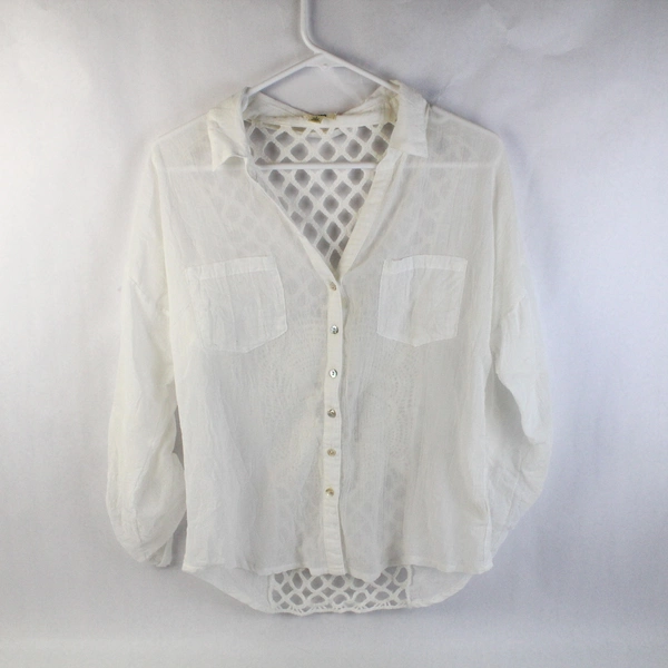 Dylan White Button Up See Through Back Design Women's Size Small