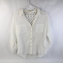 Dylan White Button Up See Through Back Design Women's Size Small