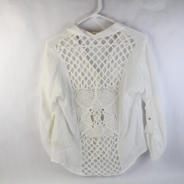 Dylan White Button Up See Through Back Design Women's Size Small