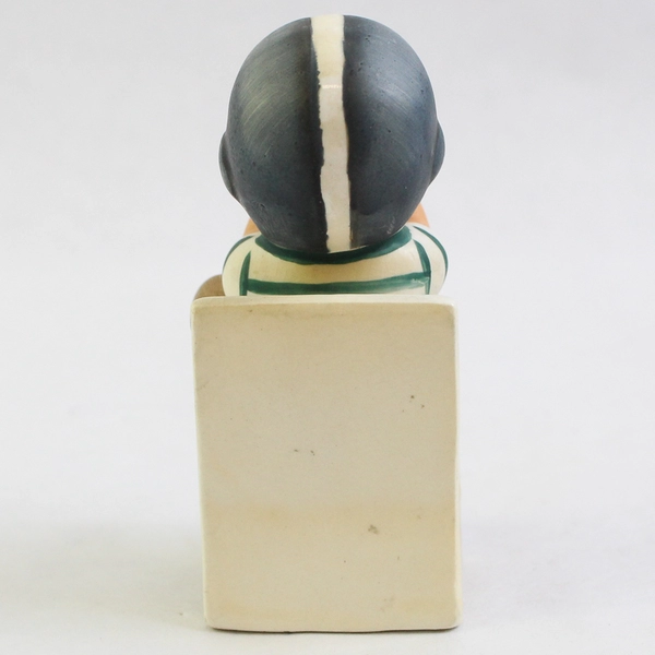 Vtg Wales Porcelain Figurine Football Boy In A Chair Drinking 4"