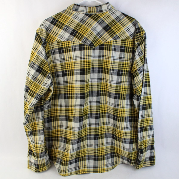 Levi's Plaid Flannel Black Pearl Snap Yellow Black Long Sleeve Men's XL