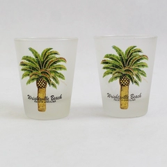 Set of 2 Wrightsville Beach North Carolina Souvenir Palm Tree Shot Glasses
